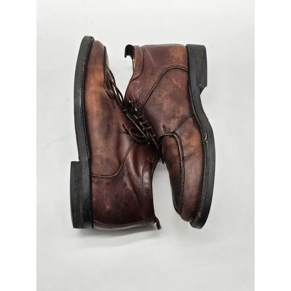Vintage Kenneth Cole New York Made In Italy Brown Leather Ankle Boots 10 Lace Up